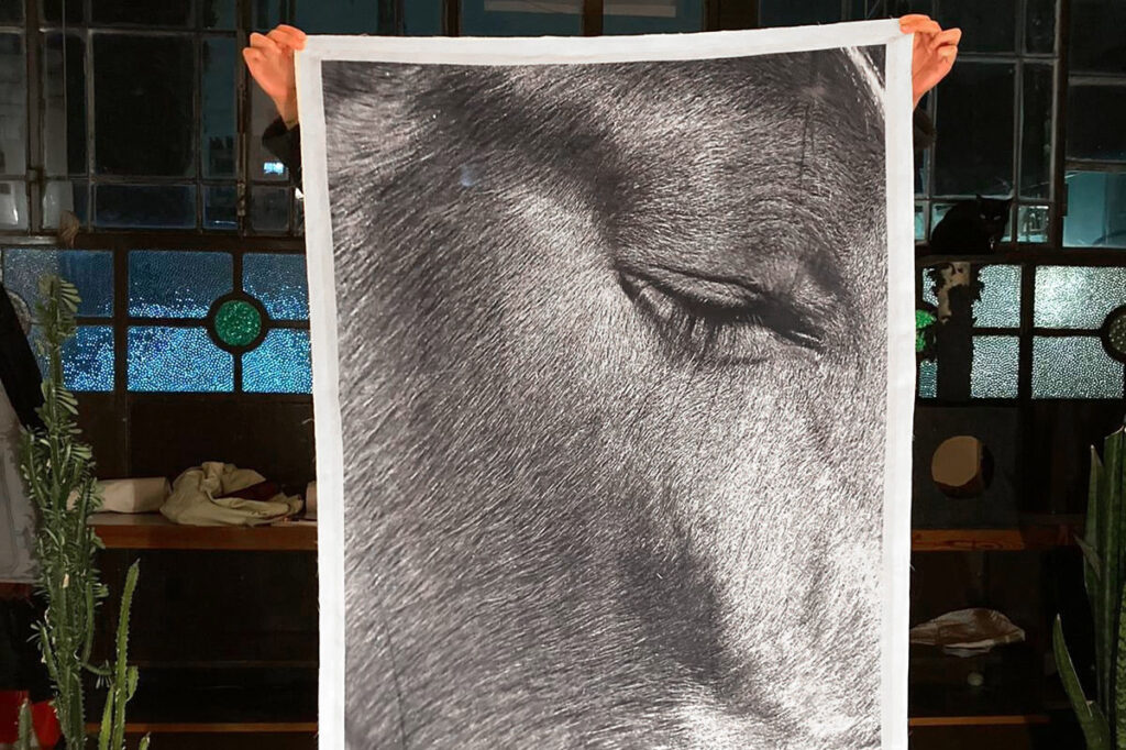 Impresión textil para «El Salto», 2022 / Foto: Laura Layana